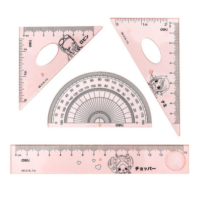 Thước Bộ Eke One Piece - Deli EH17 - Màu Hồng