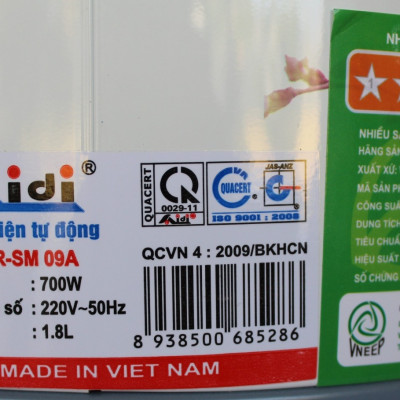 Nồi cơm điện Aidi MR-SM 09A (1,8 lít) - Màu Ngẫu Nhiên - Hàng Chính Hãng