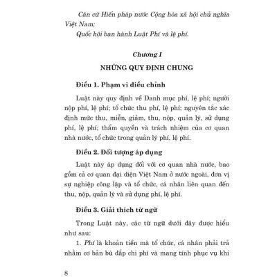 Luật phí và lệ phí năm 2015 (sửa đổi, bổ sung năm 2017, 2018, 2020, 2023) bản in 2024
