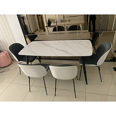 Bộ bàn ăn 4 ghế Juno Sofa mặt đá vân mây