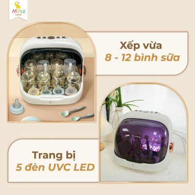 Máy úp bình sữa bản mới, tiệt trùng sấy khô tia UVC Moaz BéBé MB044 PLUS hàng chính hãng