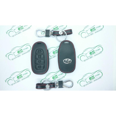 Bao Da Chìa Khóa Dành Cho Xe Hyundai Accent 2021 (Da Thật) Logo 3D