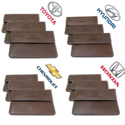 Ví da bóp da đựng giấy tờ đăng kiểm xe hơi ô tô có dập logo theo hãng