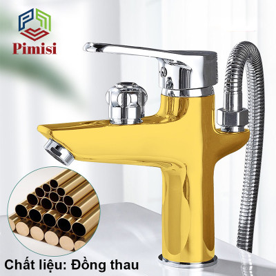 Vòi Chậu Liền Sen Pimisi PVS-108C Nóng Lanh (Lavabo 1 Lỗ) - Sáng Bóng, Cho Nhà Tắm | Chính Hãng