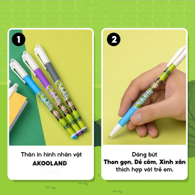 Bút Gel 0.5 mm - Nhân Vật Akooland Tahi - Thiên Long Gel-012/AK - Mực Đen