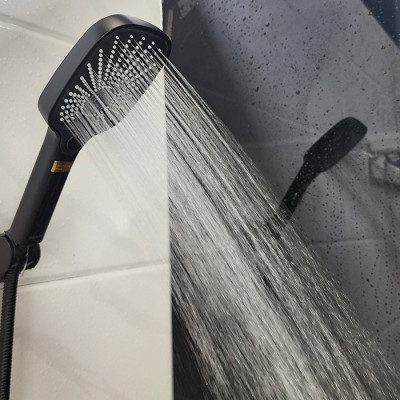 Bộ tay dây sen 3 chức năng chảy, nhựa ABS mạ đen Eurolife EL-127SH-D