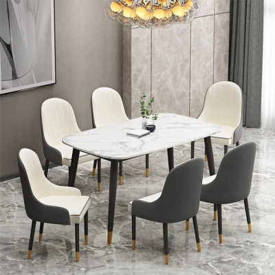 Bộ bàn ăn mặt đá chống trầy xước chống thấm vân chọn kèm 4 ghế monet có tay