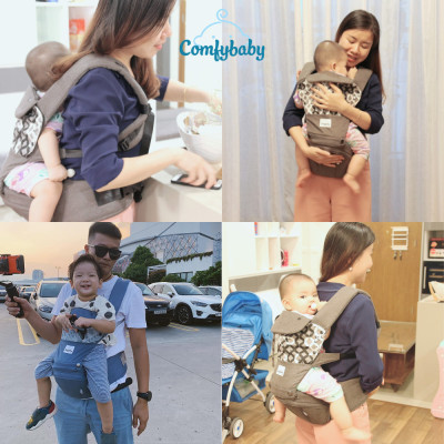 Địu ngồi trẻ em cao cấp siêu mềm - siêu thoáng 4 tư thế Comfybaby CF119HC003 cho bé từ sơ sinh tới 36 tháng có mũ đỡ đầu