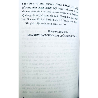 Luật Bảo vệ môi trường (Hiện hành) (sửa đổi bổ sung năm 2022,2023)
