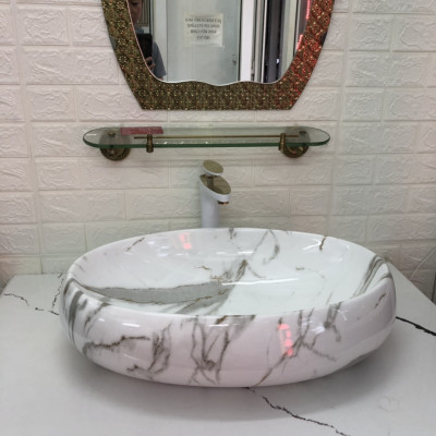 CHẬU LAVABO ĐÁ TRẮNG VÂN MÂY GRVL 066