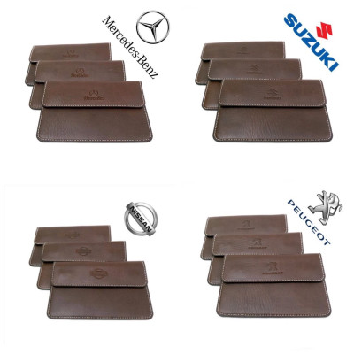 Ví da bóp da đựng giấy tờ đăng kiểm xe hơi ô tô có dập logo theo hãng