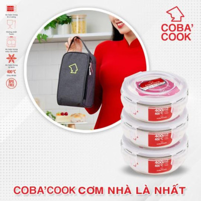 Bộ 2 hộp thủy tinh đựng thực phẩm chịu nhiệt COBA
