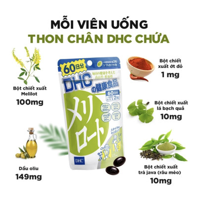 Viên uống thon đùi, giảm sưng chân, hỗ trợ giãn tĩnh mạch chân DHC Melilot 30 ngày - 60 viên