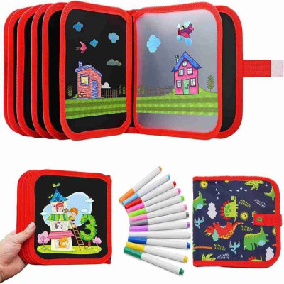 Vở Vẽ Cho Bé, Vở Vẽ Xoá Được Vẽ Đi Vẽ Lại Được Nhiều Lần, 10 Trang Tặng Kèm 6 Bút Vẽ