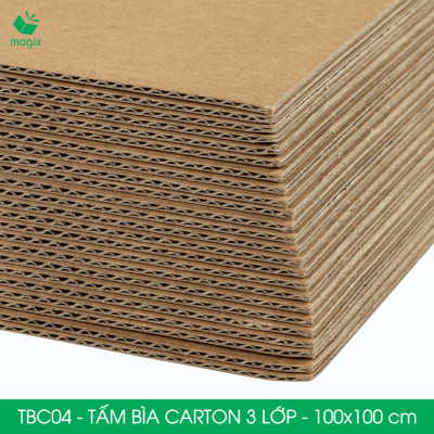 TBC04 - 100x100 cm - 5 tấm bìa carton 3 lớp nguyên tấm cứng cáp, bìa gói hàng, bìa mô hình