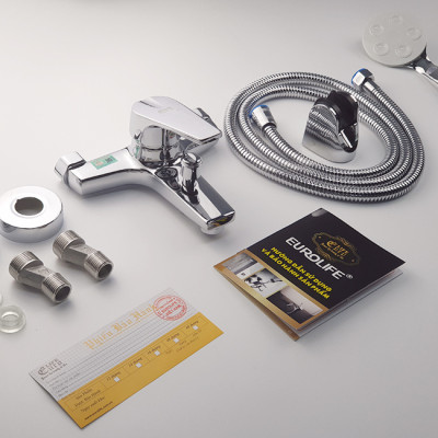 Củ sen nóng lạnh chân ngoài Đồng mạ Chrome Eurolife EL-3001 New (Trắng bạc)