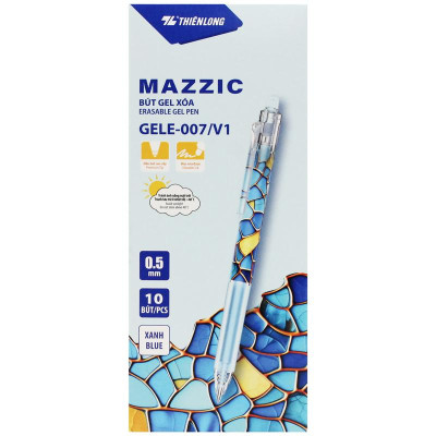 Hộp 10 Bút Gel Xóa Được 0.5 mm - Thiên Long GELE-007/V1 - Mực Xanh