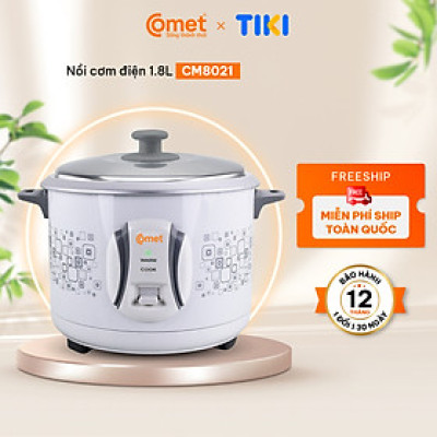 Nồi cơm điện nắp rời Comet CM8021 dung tích 1.8L – Công suất 700W, giữ nóng lâu, dễ vệ sinh – Hàng chính hãng, bảo hành 12 tháng