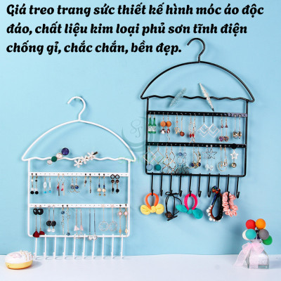 Giá Treo Trang Sức Hình Móc Áo Đa Năng- Kệ Treo Khuyên Tai, Vòng Tay, Dây Chuyền Gắn Tường+ Kèm Móc Dán