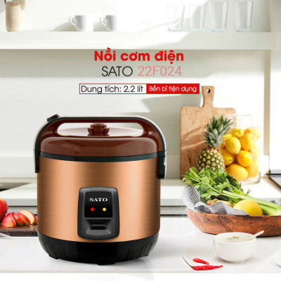 Nồi cơm điện 2.2L SATO 22F024 - Giúp nấu chín cơm dễ dàng, thơm ngon - Hàng chính hãng