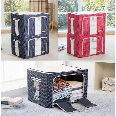 Tủ Vải Đựng Đồ Khung Thép Chịu Lực, Túi Đựng Chăn Màn Quần Áo, Sách Vở, Gấu bông, đồ chơi cho bé Tiện Lợi Size lớn 66L, Hộp túi vải đựng quần áo STEEL CABINET