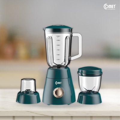 Máy xay sinh tố Comet CM9979 – 3 cối thủy tinh và nhựa cao cấp, công suất 450W – Xay sinh tố, thịt, hạt – Dung tích 1.5L – Hàng chính hãng, bảo hành 1 năm 