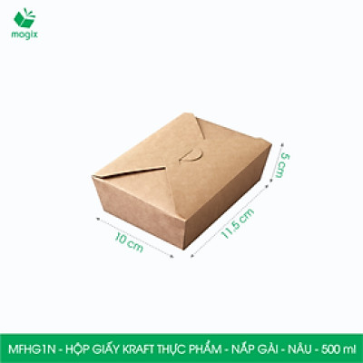 Combo 25 hộp giấy kraft thực phẩm, hộp giấy nắp gập màu nâu đựng thức ăn, hộp giấy nắp gài gói đồ ăn mang đi 