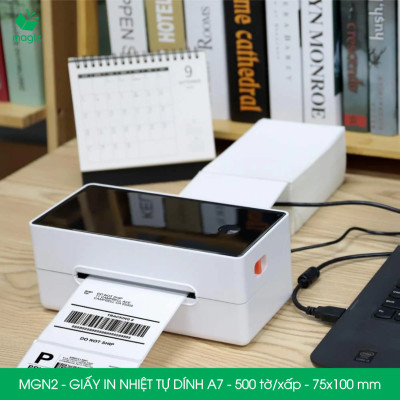 MGN2 - 75x100 mm - Combo 2 xấp 500 tờ giấy in nhiệt A7 tự dính - Giấy in đơn hàng, giấy in A7