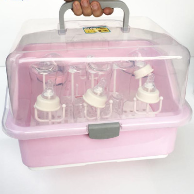 Hộp Giá Úp Bình Sữa, Úp Cốc Có Khay Thoát Nước Có Nắp Đậy - Làm Từ Nhựa PP An Toàn- Chính Hãng MINIIN-Tặng Kèm Dụng Cụ Tưa Lưỡi Vệ Sinh Miệng Cho Bé