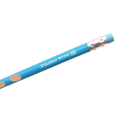 Bút Chì Gỗ Định Vị Có Tẩy Graphite 2B - Stacom PC116P-2B (Màu Thân Bút Giao Ngẫu Nhiên)
