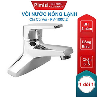 Vòi Nước Nóng Lạnh Pimisi PV-100C Của Chậu 3 (2 Chân) Treo Tường, Dùng Trong Nhà Tắm Cho Lavabo Nhỏ | Chính Hãng