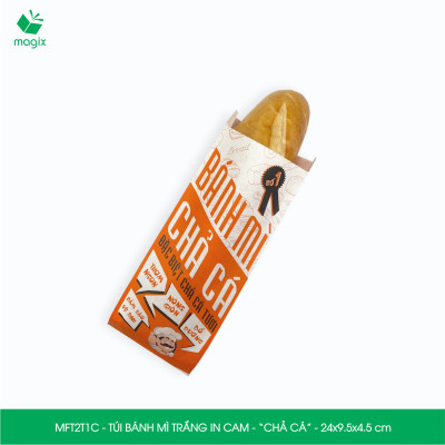  MFT2T1C - 24x9.5x4.5 cm - 100 túi giấy đựng bánh mì chả cá, túi đựng thức ăn mang đi, túi take away