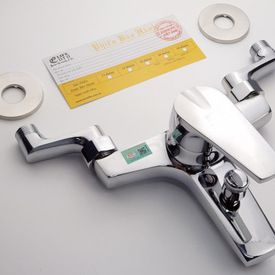 Củ sen nóng lạnh chân ngoài Đồng mạ Chrome Eurolife EL-3001 New (Trắng bạc)