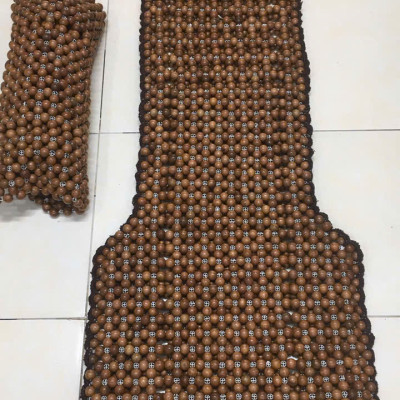 Đệm Lót Ghế Xe Ô Tô Hạt Gỗ Hương Mộc Hạt 1.2cm - Đan kết viền mép cao cấp ( hình thật )