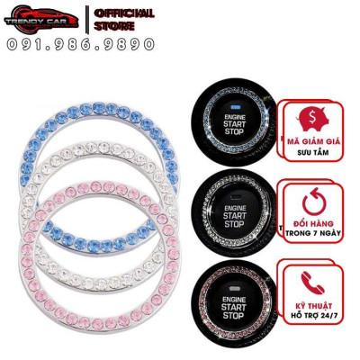 Vòng đá trang trí đính đá nút START STOP cho xe hơi logo sang trọng bắt mắt