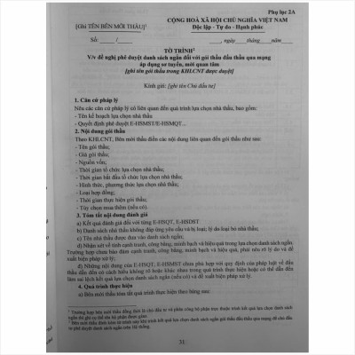 Sách Tuyển Tập Mẫu Hồ Sơ Mời Thầu Mua Sắm Hàng Hóa Trên Hệ Thống Mạng Đấu Thầu Quốc Gia - V2510D