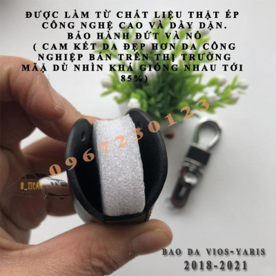 Bao Da Ốp Móc Chìa Khóa TOYOTA VIOS - YARIS 2019-2020 2 Nút Có Chìa Cam Kết Da Thật Bền Bỉ, Có LOGO Kim Loại