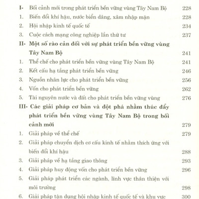 Giải Pháp Phát Triển Bền Vững Vùng Tây Nam Bộ Trong Bối Cảnh Mới (Sách Chuyên Khảo)