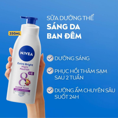 Sữa Dưỡng Thể Dưỡng Trắng Da Ban Đêm Nivea 350ml
