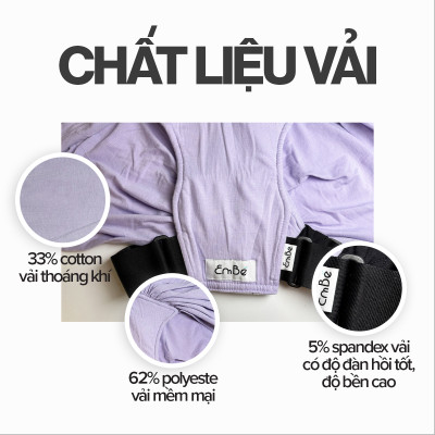 [Cao Cấp - Màu Lavender] Địu Vải Em Bé Sling Baby Sling Flex/Flex Plus Dễ Địu Êm Vai An Toàn Cho Bé 0–24 Tháng