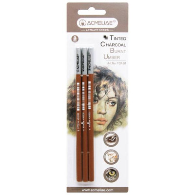 Vỉ 3 Bút Chì Than Nâu Burnt Umber - Acmeliae TCP-01