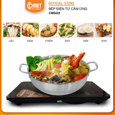 Bếp điện từ cảm ứng Comet CM5428 – Công suất 2000W, mặt kính chịu nhiệt, thiết kế siêu mỏng – Hàng Chính hãng bảo hành 12 tháng