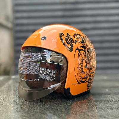 Nón bảo hiểm 3/4 Royal M139 có kính âm V7 bóng