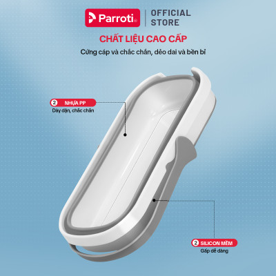 Xô nước gấp gọn đa năng 15 lít vệ sinh nhà cửa, xô giặt cây lau nhà tự vắt, chùi kính, xô để ô tô Parroti Extra XT02