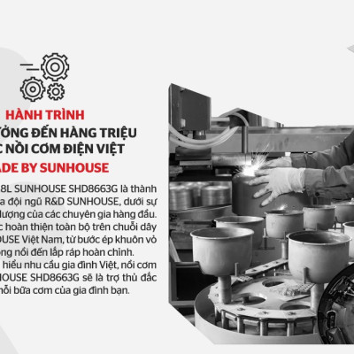 Nồi Cơm Điện 1.8L Sunhouse SHD8663G - Hàng Chính Hãng