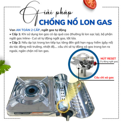 Bếp Gas Mini Cao Cấp Ngắt Gas An Toàn 2S │Giải Pháp Chống Nổ Lon Gas│Công Suất 2.6 Kw (2.200 kcal/giờ)│Hàng Chính Hãng