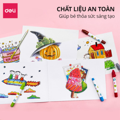 Vở Vẽ Học Sinh Tập Tô Màu Cho Bé A4 Deli - Sổ Tô Màu 60/100 Trang Sổ Vẽ Học Sinh Giấy Dày Mịn Chất Liệu An Toàn