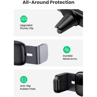 Ugreen UG90239LP120TK Xoay 360 độ Màu Đen Giá đỡ điện thoại trên xe hơi tương thích với iPhone 12 Pro Max 11 X 8 7 Samsung Note 10 Galaxy S21 Ultra S20 S10 - HÀNG CHÍNH HÃNG