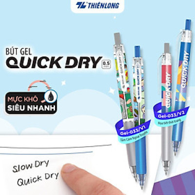 Combo 20 Bút gel Quick Dry Thiên Long Gel-033/V1 - Mực khô siêu nhanh - Họa tiết thời trang