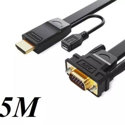 Ugreen UG40267MM101TK 1.5M màu Đen Cáp chuyển đỗi HDMI sang VGA kèm cổng trợ nguồn Micro USB - HÀNG CHÍNH HÃNG